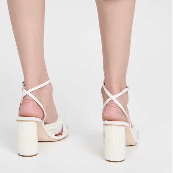 NEW Loeffler Randall Reed Pleated Twist Heel Sandals in Pearl Size 6.5 - Picture 3 of 8